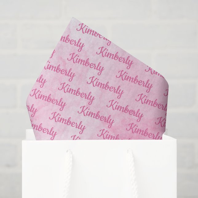Papel De Seda Nome Personalizado Rosa Personalizado (Sacola de presentes)