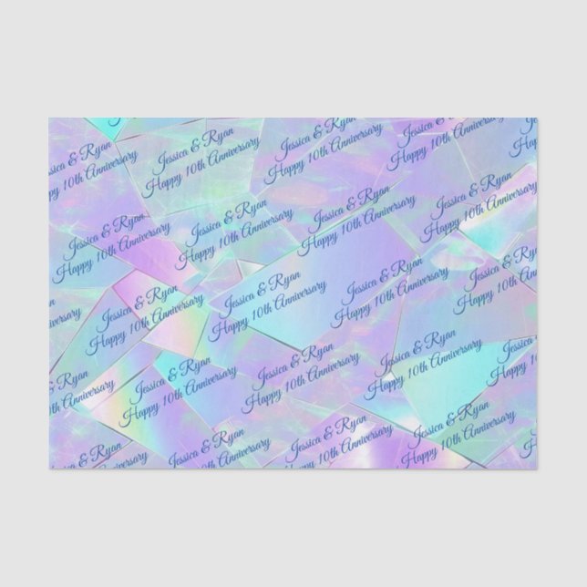 Papel De Seda Nomes Aniversário de Qualquer Ano Azul Script Irid (Frente )