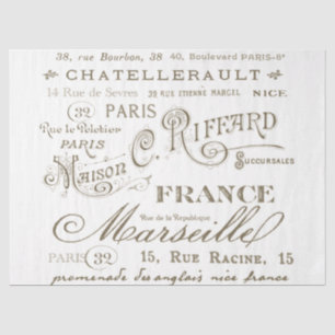 Papel De Seda Nomes da cidade francesa tratam da desoupage da ti