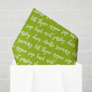 Papel De Seda Nomes de Herbo Verde de Script