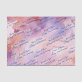 Papel De Seda Nomes de qualquer Aniversário Pêssego Roxo Dourado