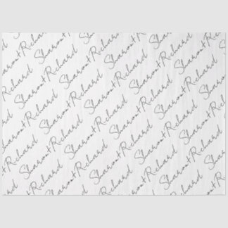 Papel De Seda Nomes no casamento da caligrafia em preto, branco
