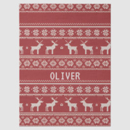Papel De Seda Nordic Reindeer Knit Pattern Personalized