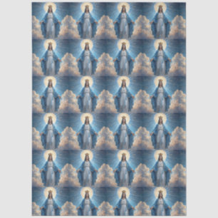 Papel De Seda Nossa Senhora Azul Celestial