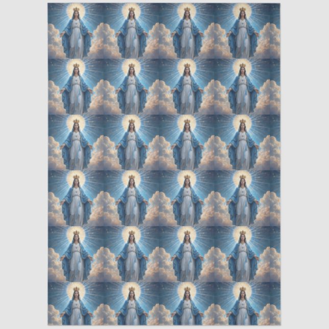 Papel De Seda Nossa Senhora Azul Celestial  (Frente )