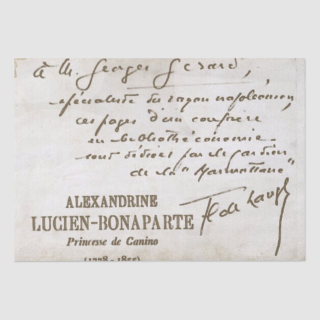 Papel De Seda Nota manuscrita do script francês Bonaparte (Frente )