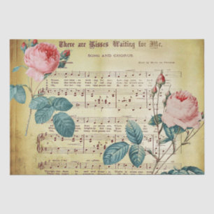 Papel De Seda Notas de Música de Folha Antiquada do Elegante Vin