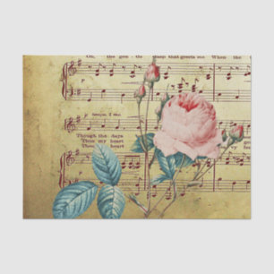 Papel De Seda Notas de Música de Folha Antiquada do Elegante Vin