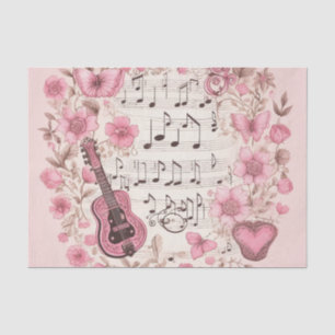 Papel De Seda Notas de Música e Flores Estilo Retroativo