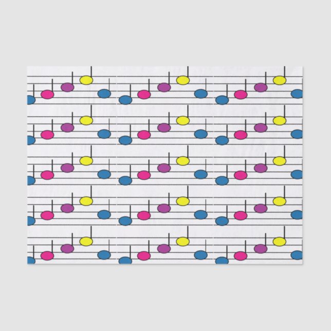 Papel De Seda Notas Musicais Coloridas (Frente )
