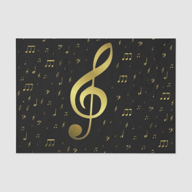 Papel De Seda notas musicais douradas (Frente )