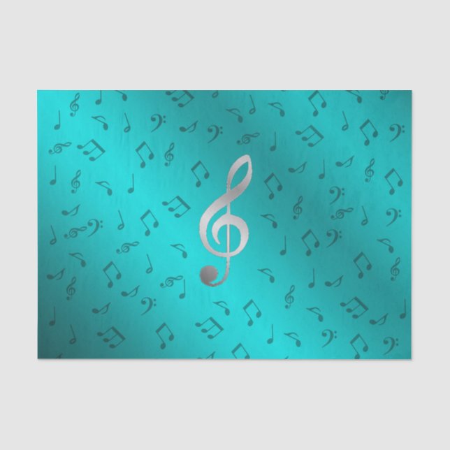 Papel De Seda notas musicais prateadas (Frente )