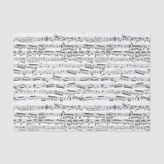 Papel De Seda Notas musicais preto e branco (Frente )