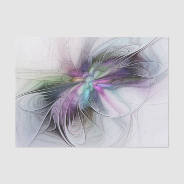 Papel De Seda Nova Vida, Fantasia Colorida de Arte Fractal Abstr (Frente )