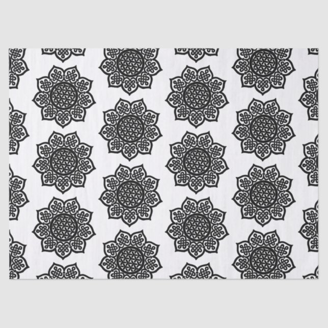 Papel De Seda Números Célticos Brancos Pretos do SOL GÓTICO (Frente )