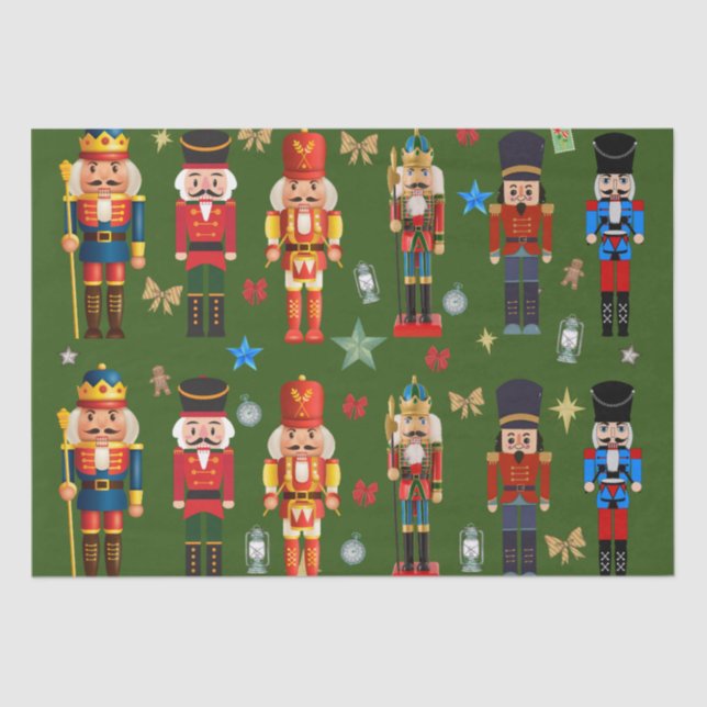 Papel De Seda Nutcracker padrão verde de brinquedo bonitinho (Frente )