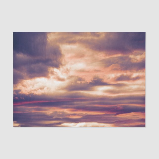 Papel De Seda Nuvens Bela Poente Laranja Roxo Céu (Frente )