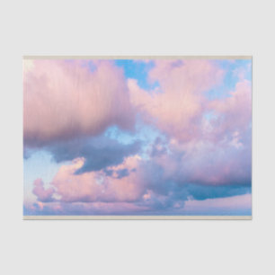 Papel De Seda Nuvens brancas e cor-de-rosa Decoupage do céu azul