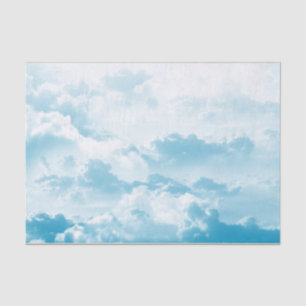 Papel De Seda Nuvens Brancas Fluffy - Decoupage do Céu Azul