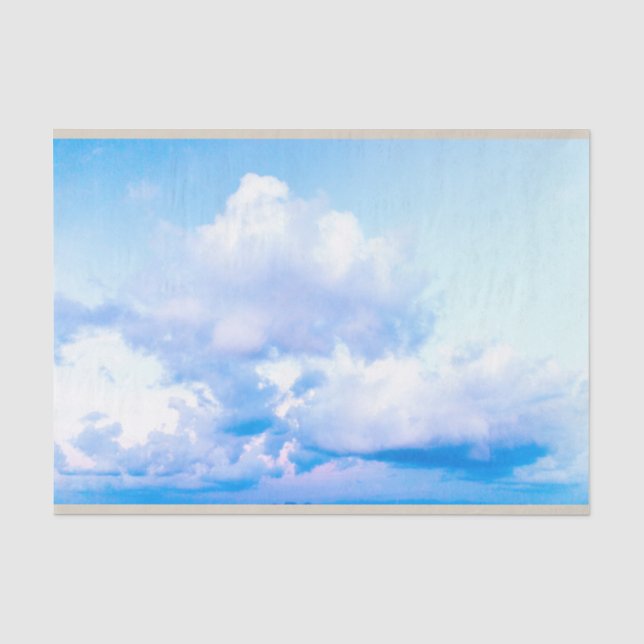 Papel De Seda Nuvens Brancas Fluffy - Decoupage do Céu Azul (Frente )