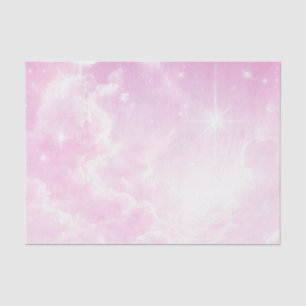 Papel De Seda Nuvens de Algodão Doce Rosa Céu Estrelado Festa de
