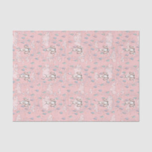 Papel De Seda Nuvens de Bunny Wreath e Liras de Chuva - Rosa