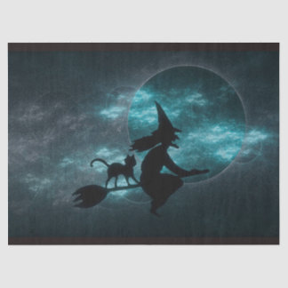 Papel De Seda Nuvens de Lua de Vassoura-de-bruxa do Halloween