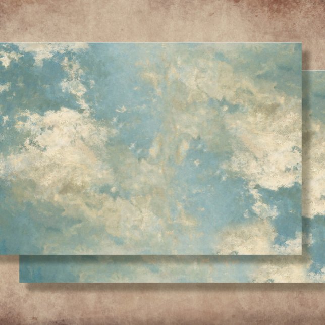 Papel De Seda Nuvens Impressionistas Nuvens de Céu Azul Elegante (Criador carregado)