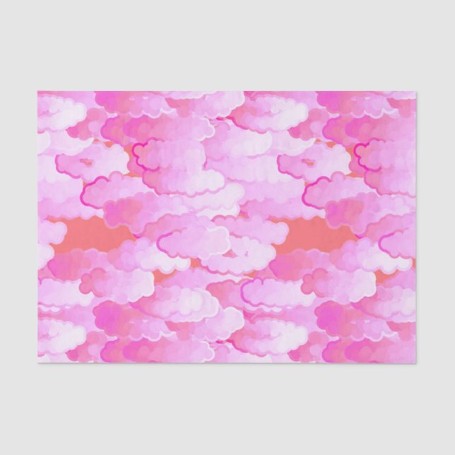 Papel De Seda Nuvens japonesas, alvorecer, rosa da orquídea e (Frente )