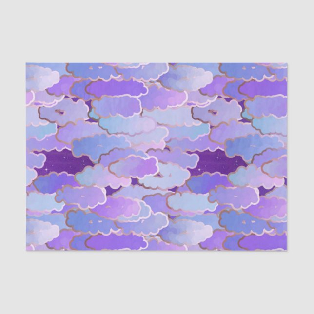 Papel De Seda Nuvens japonesas, crepúsculo, violetas e (Frente )