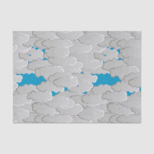 Papel De Seda Nuvens Japonesas, Dia de Verão, Branco e Azul do C