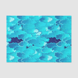 Papel De Seda Nuvens japonesas, nivelando o céu, a turquesa e o