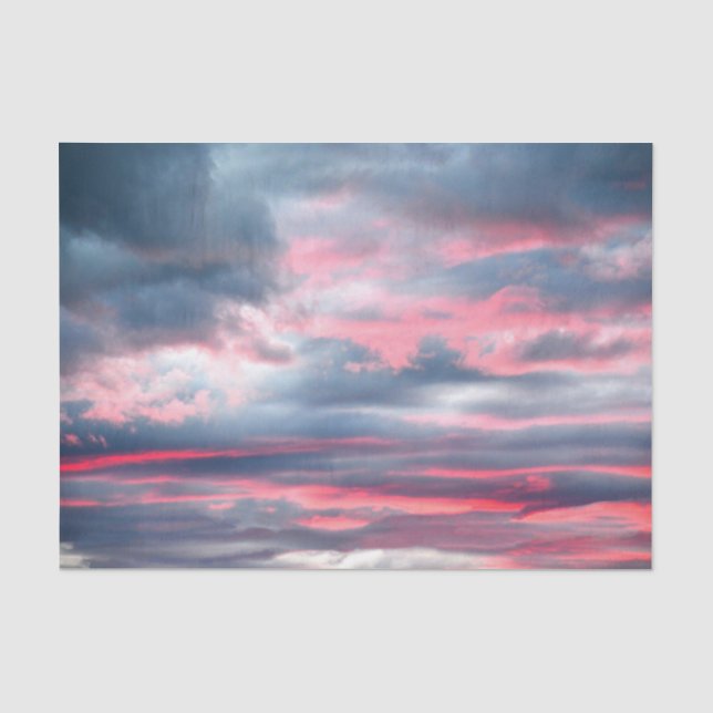Papel De Seda Nuvens Lindas Rosa Branco Azul Céu (Frente )