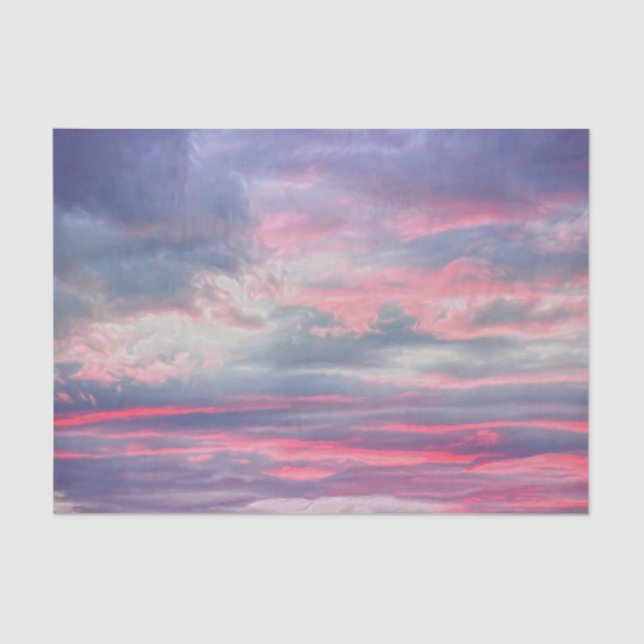 Papel De Seda Nuvens Lindas Rosa Branco Azul Pintado Céu (Frente )