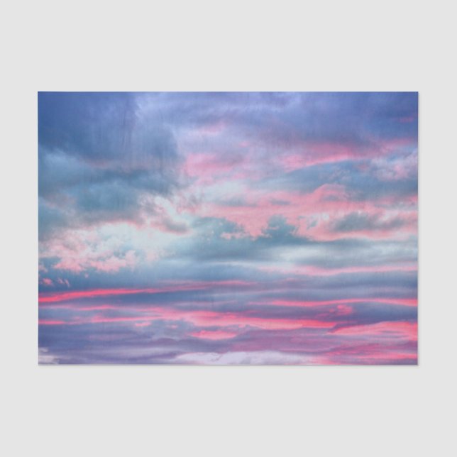 Papel De Seda Nuvens Lindas Rosa Pastel Branco Azul Céu (Frente )