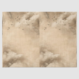 Papel De Seda Nuvens Pássaros Penas Céu Pastel Colagem