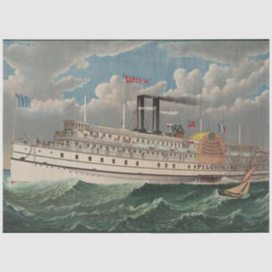 Papel De Seda NY Voyage Grand PaddleWheel Steamboat O Peregrino
