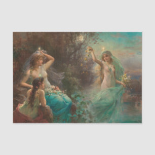 Papel De Seda Nymphen bei Sonnenaufgang por Hans Zatzka