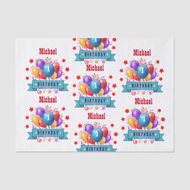Papel De Seda ø Balões coloridos festivos V10IZ do aniversário (Frente )