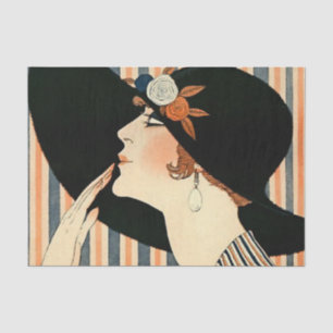 Papel De Seda “O Chapéu Preto” Art Déco por George Barbier