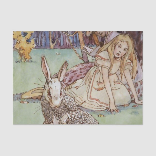 Papel De Seda "O Coelho Branco" por Alice B Woodward (Frente )