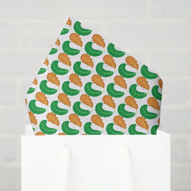 Papel De Seda O Coração da Natureza Folhas verdes e marrons (Sacola de presentes)