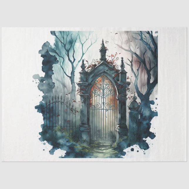 Papel De Seda O Design 10 da série Gótica Cemetery Gate (Frente )