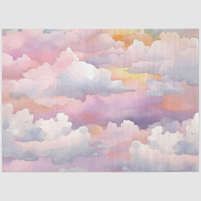 Papel De Seda O Design 12 da Série Cloud do Pastel Whimsical (Frente )