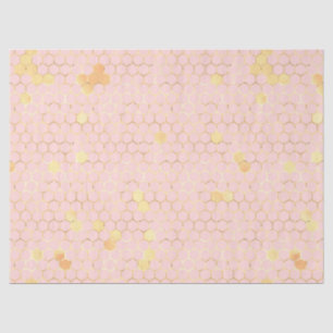 Papel De Seda O Design 3 da série de abelhas rosa e Dourada