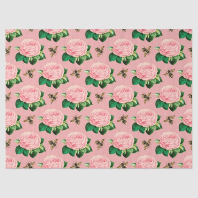 Papel De Seda O Design 9 da Série Bee Rosa e Dourada (Frente )