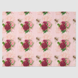 Papel De Seda O Design da Série Abelha Rosa e Dourada 17 Tissue 