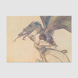 Papel De Seda “O Dragão Pegou a Rainha” por Arthur Rackham