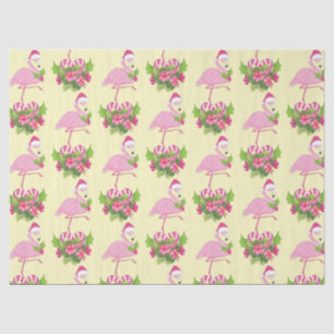Papel De Seda O Flamingo Rosa no Natal do Whimsical