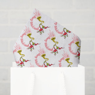 Papel De Seda O Grinch Tocando a Corneta do Grinchmas Alegre